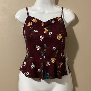Iris Burgundy Floral Camisole Top